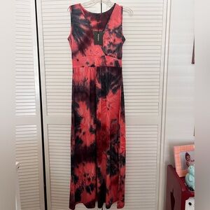 Summer Tank Orange and Black Tie-dye Maxi Dress NEW W/TAGS BOHO Festival style